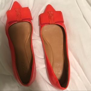 J. Crew orange bow flats